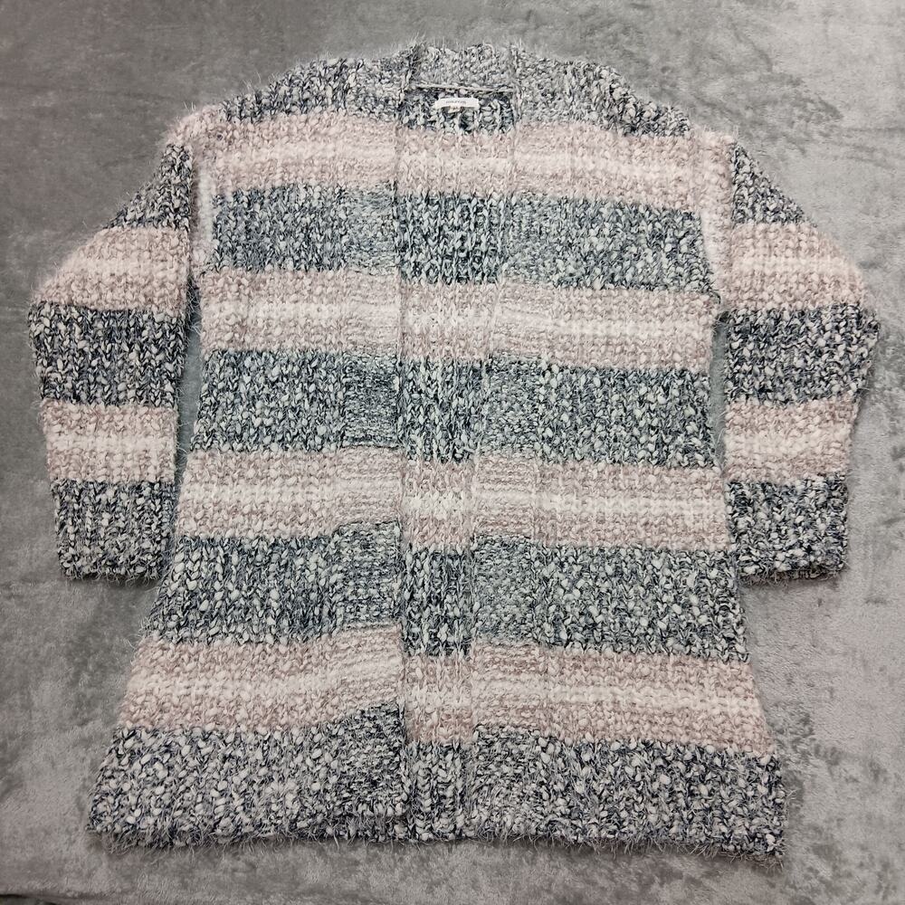 Maurices Eyelash Open Front Cardigan Sweater Women's Size Medium Pink Cream